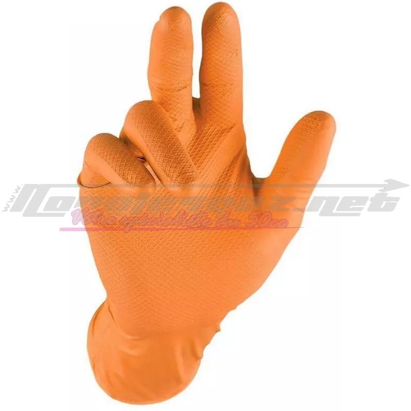 Gants d'atelier nitrile haute résistance x50 orange (taille au choix)